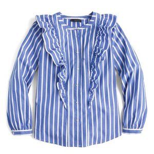 ✨Last Call✨ J. Crew Stripe Ruffle Button Down Blouse